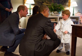 Prince George meets President Obama after staying up past his bedtime